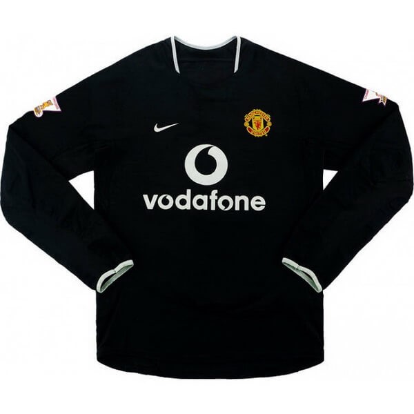 Camiseta Manchester United Replica Segunda Ropa ML Retro 2003 2005 Negro